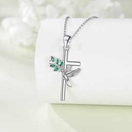 JERWL Dove Cross Necklace 925 Sterling Silver Holy Spirit Necklace Peace Dove Pendant Jewellery Gifts for Women