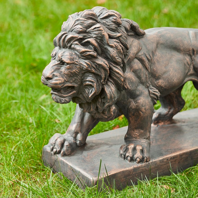 Glitzhome Guardian Walking Lion Garden Statue MGO Outdoor Decoration, 24.5"