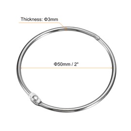 sourcing map 24Pcs 2 Inch Shower Curtain Rings Rustproof Metal Round Shower Hooks Snap Joint Design for Bathroom Shower Rod, Silver
