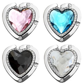 FGX 4pcs Handbag Holder Bag Holder Handbag Hanger Portable Foldable Bag Hook Table Hook Foldable Handbag Purse Hook Women Girls Christmas Decoration Love Diamond