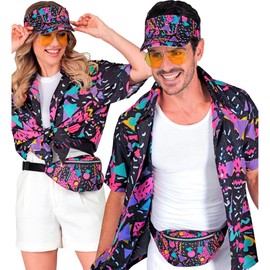 W WIDMANN MILANO Party Fashion - Belt Bag and Peaked Cap, 80s Funky Fashion Outfit, Bum Bag, Capy, Accessories Carnival