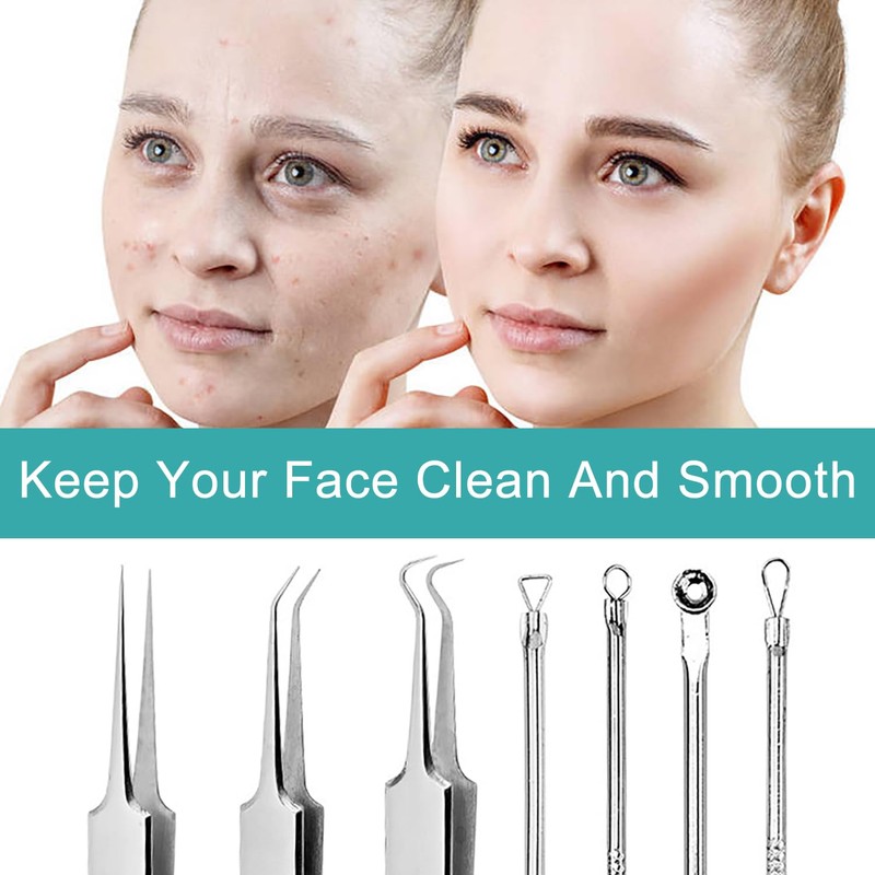 iCovalescent Pack of 7 Blackhead Remover, Pimple Squeezing Tool, High-Quality