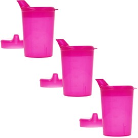 Horn Medical Pack of 3 250 ml Adult Sippy Cups / Drinking Aid Sets with Two Lids (Large & Small Opening) per Set - Choice of Colours (Red)