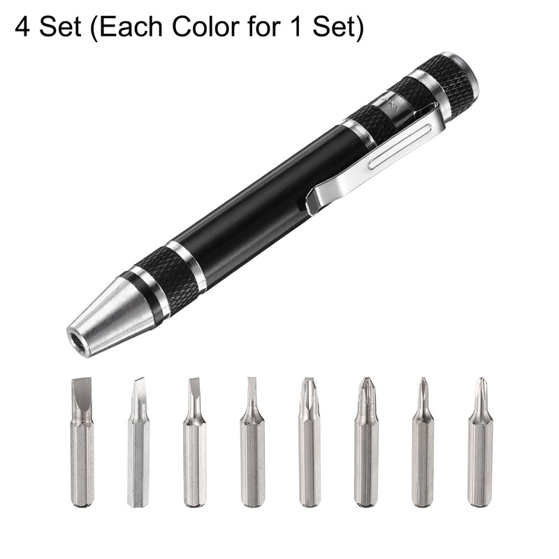 HARFINGTON 4pcs 8 in 1 Mini Pocket Pen Screwdriver Set