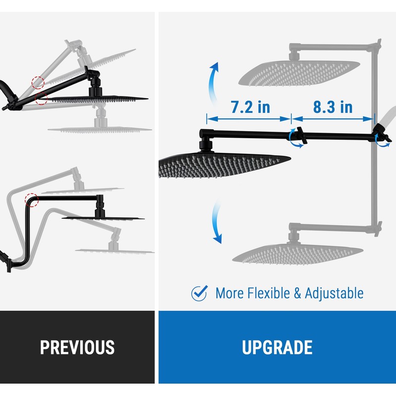 G-Promise All Metal 16 Inch Rain Shower Head with Adjustable