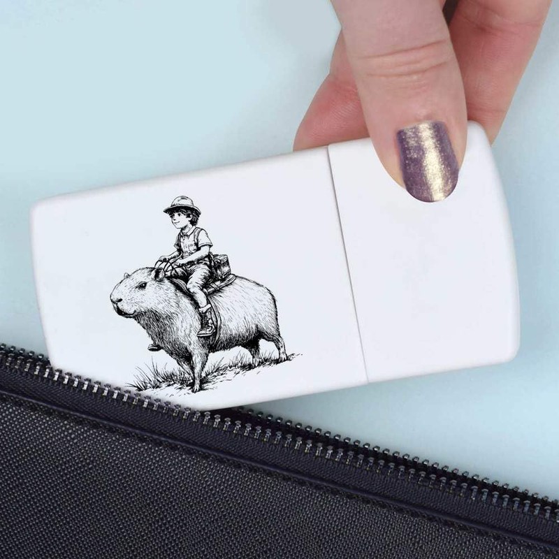 'Boy Riding a Capybara' Pill Box with Tablet Splitter (PI00030477)