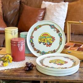 Everything Kitchens Modern Flat 16-Piece Dinnerware Set | Peace & Love (11" Dinner Plates (Set of 4))