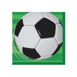 Unique Industries Soccer Beverage Napkins 16ct, Multicolor, 0.38 x 5 x 5in, Paper