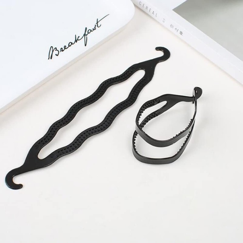 6PCS Black Plastic Bun Maker Double Hook Hair Styling Hairpins