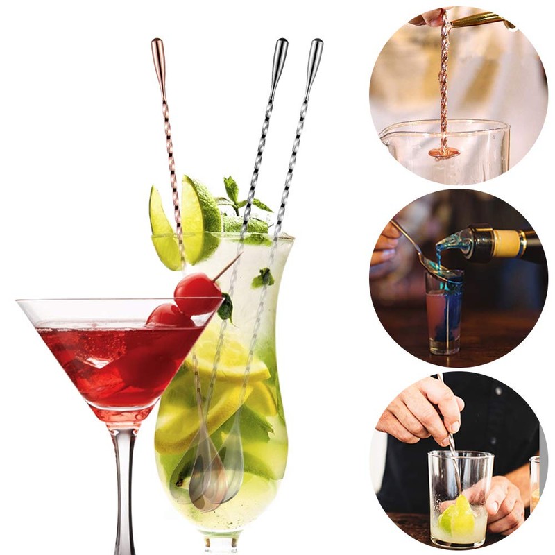 Long Handle Spiral Bar Spoon Stainless Steel Bartender Mixing Spoon