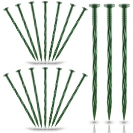 40-Pack 8-Inch Plastic Landscape Edging Anchoring Stakes, Spiral Landscape Anchoring Spikes for Paver Edging, Weed Barrier, Artificial Turf Nails & More (Fits Most No Dig Edging) (40, Green)