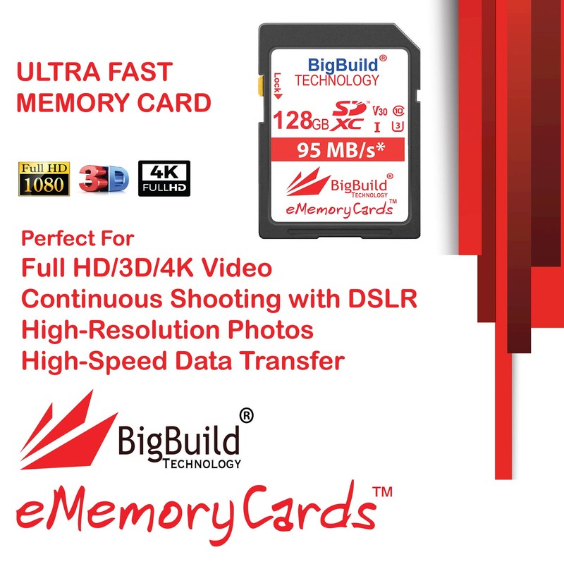 BigBuild Technology 128GB U3 95MB Memory Card for Olympus OM
