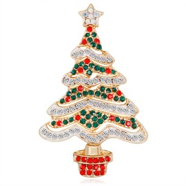 Christmas Tree Brooch Multicolor Crystal Rhinestone Xmas Star Brooches Pin Decorations Ornaments Necktie Dress Accessories Jewellery for Women Girls Best Friend Holiday Gifts