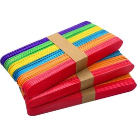 120 count 6" Colored  Wooden Craft Sticks, Rainbow Wooden Popsicle Sticks, Wide Lollipop Sticks,  Sticks Ice Pop Sticks fir Creative Designs or  Education, Home Art Projects - Color: 120 PCS