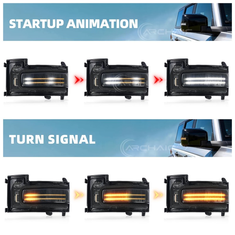 Archaic Dual light Strips Side Mirror Lights Compatible for Ford