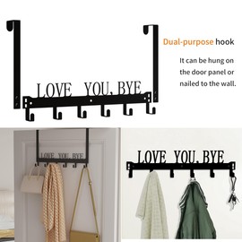 CNHONG Over The Door Hooks - Detachable Towel Holder for Bathroom, Bedroom, Kitchen & Pool with Screws- Black Metal Wall Mount