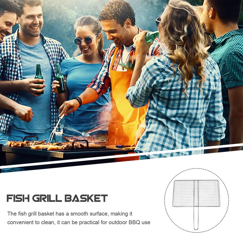 Yardwe Fish Grilling Basket Stainless Steel Barbecue BBQ Grill Basket