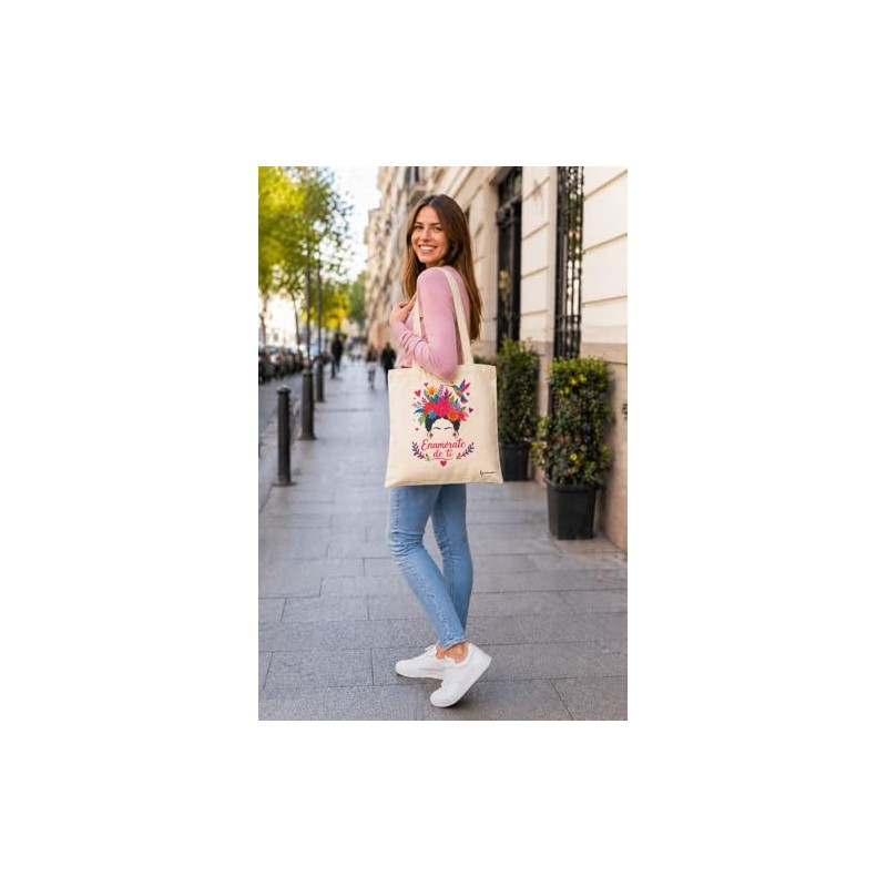 Mimain Borsa tote bag da donna Frida, stile artistico floreale,