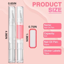 Bolígrafos de Aceite para Cutículas(50 Unidades, 5 Ml), Transparentes, con Punta de Pincel, para Aceite de Uñas, Líquido para El Crecimiento de Pestañas, Aplicadores de Brillo Labial Cosmétic