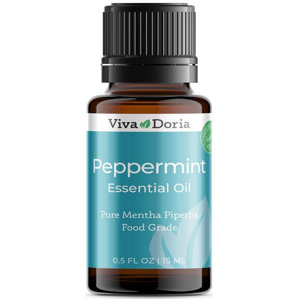 Viva Doria 100% Pure Northwest Peppermint Essential Oil, Undiluted, Food Grade, Steam Distilled, Made in USA, 15 mL (0.5 Fluid Ounce)