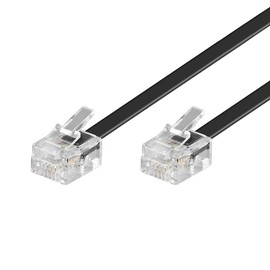 Goobay 50319 Modular Connection Cable, Telephone Cable, RJ11 Plug (6P4C) to RJ11 Plug (6P4C), Black, 10 m