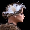 GENBREE Flapper Headband Wedding White Feather Hair Clip Rhinestone Feather