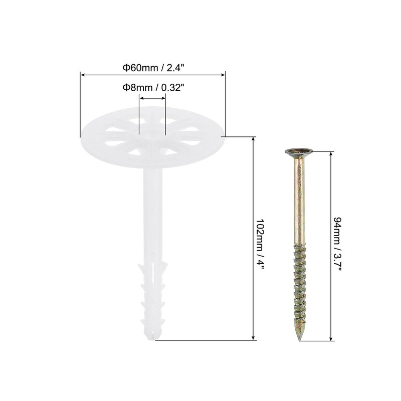 PATIKIL 102mm Perforated Insulation Pins, 50 Pack Insulating Nails Wall