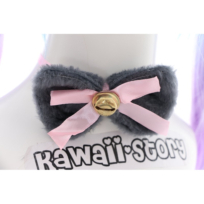 C-20-2 Grey Cat Paw Gloves Tail Collar Ears Headband Set