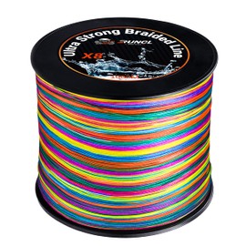 RUNCL Braided Fishing Line, 8 Strand Abrasion Resistant Fishing Line Braid, Super Durable, Smooth Casting, Zero Stretch, Smaller Diameter, Hi Vis, 328-1093 Yards, 12-100LB(60LB,1093yds)