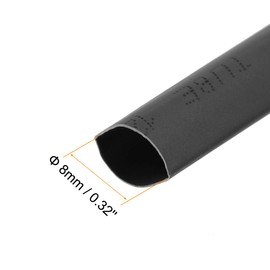sourcing map Heat Shrink Tubing, 5/16"(8mm) Dia 2:1 rate Shrinkable Tube Cable Sleeve 7m - Black