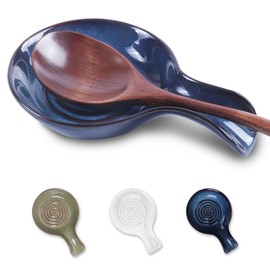JINIHFW Spoon Rest for Kitchen, Ceramic Spoon Holder for Stove Top, Cooking Spoon Holder，Coffee Spoon Holder,Heat Resistant Utensil Rest for Countertop, Dishwasher Safe, Blue (1 pcs)