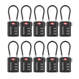 TSA Approved Luggage Locks, Travel Locks Which Also Work Great as Gym Locks, Toolbox Lock, Backpack and More, Black 10 Pack