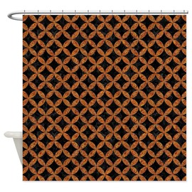 CafePress CIRCLES3 Black Marble & Rusted META Decorative Fabric Shower Curtain