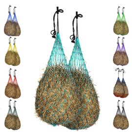 Majestic Ally Hay Net, Set of 2, Length - 54”, Holes 3"x3" for Horses (Turquoise)