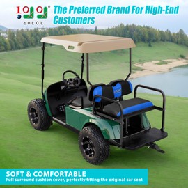 10L0L Universal Golf Cart Rear Seat Cover Dress UP Older Golf Cart Durable Breathable Material Fit Like a Glove for Yamaha EZGO and Club Car,Easy to Install(Black+Blue)
