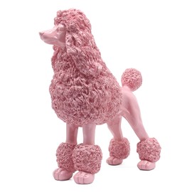 Lukitas Standing Pink Poodle Sculpture Decor, Decorative Dog Statue, Animal Ornament for Garden Home, Resin 10''