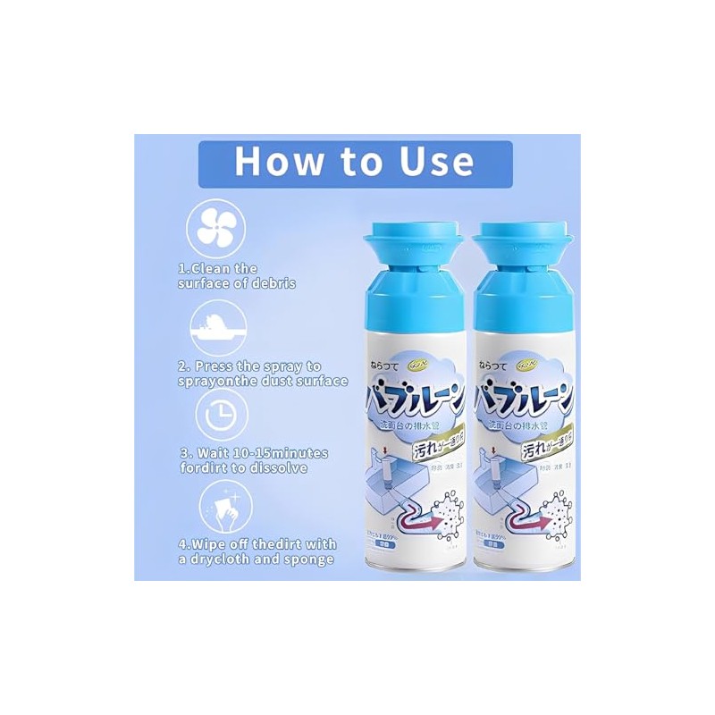 2-Pack Foaming Drain Cleaner - Powerful Sink Deodorizer & Clog