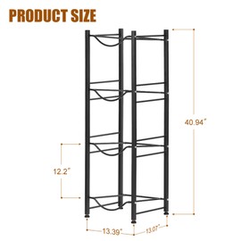 smusei 5 Gallon Water Bottle Holder 4 Tier Water Cooler Jug Stand Storage with 4 Slots for 5 Gal Water Dispenser Black Water Bottle Organizer Rack Metal for Office, Kitchen, Home