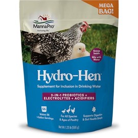 Manna Pro Hydro-Hen Poultry Electrolyte & Probiotic Supplement, Hydration Support for Chickens, Ducks, Turkeys & Waterfowl, 20 oz