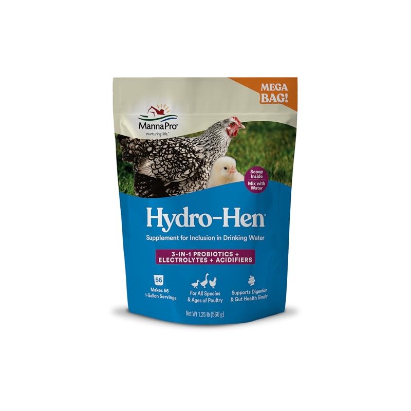 Manna Pro Hydro-Hen Poultry Electrolyte & Probiotic Supplement, Hydration Support