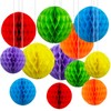 12pcs Rainbow Paper Honeycomb Balls,Colourful Hanging Tissue Pom poms for
