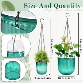 JxyHauteresce Self Watering Hanging Planters with Drainage Holes –Hanging planters for Indoor Plants, Flowers, Succulents – Lightweight, Durable Hanging Baskets Green