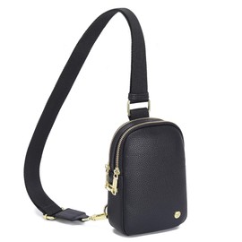 INICAT Travel Small Sling Bag Leather Crossbody Bags for Women Fanny Packs Cross Body Bag for Woman Cross Body Purses(Black Anti Theft)