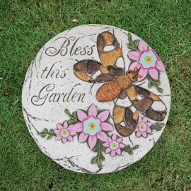 Northlight DW91907 Bless Outdoor Floral Garden Stone, 10", Brown