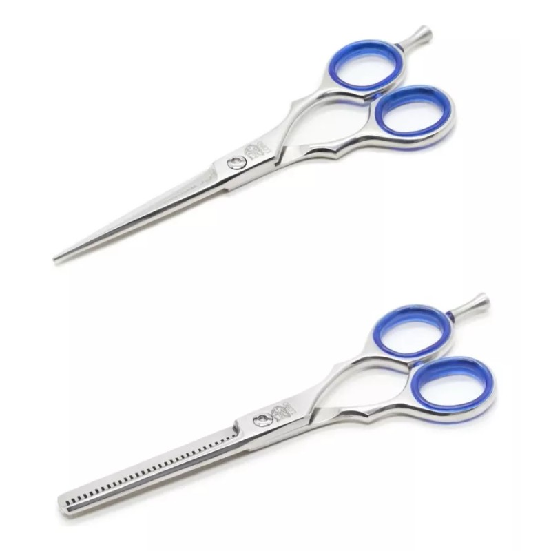 Lobo Set Tijeras Plata Corte Entresaque + Peine Paleta Atomizador