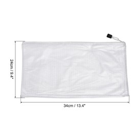 MECCANIXITY Mesh Zipper Bags, A4 Size Plastic Zip File Pouch Document Folders for Home Office Travel, White Pack of 12