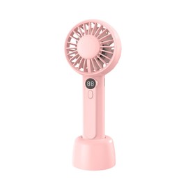 Linlinwill Portable Handheld Fan, Dual-Blade Powerful Mini Fan, USB Rechargeable Small Desk Fan with Base 2000mAh, Personal Fan with 3 Speeds for Hot Flashes, Outdoor Activities, Travel (Pink)