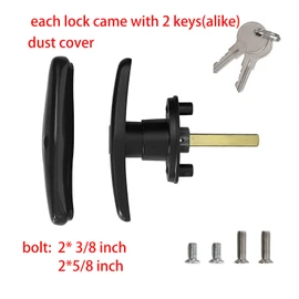 Matching T-Handles Lock Set Locking T-Handle Set for Truck Camper Shell with Dust Cover -2 Pack clockwise and Counter-clockwise with 4 Keys and Hardware（Key Alike）