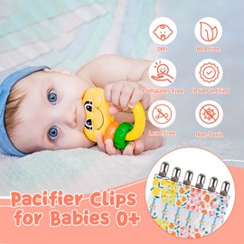 Babygoal Metal Pacifier Clips for Boys, 6 Pack Pacifier Holder Fits Most Pacifier Styles &Teething Toys and Pacifier Clips for Boys And Girls 6MP05-CA