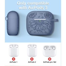 IMIVIO Compatible with Airpods 3rd Generation Case Cover, Sunflower Engraved Skin Cover Compatible with Airpods Case 3rd Generation, Cute Silicone Case Cover, Front LED Visible